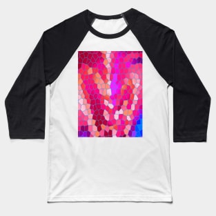 Pink Purple Blue and Magenta Abstract Art Mosaic Pattern Baseball T-Shirt